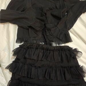 Black Ruffled Shorts and top set